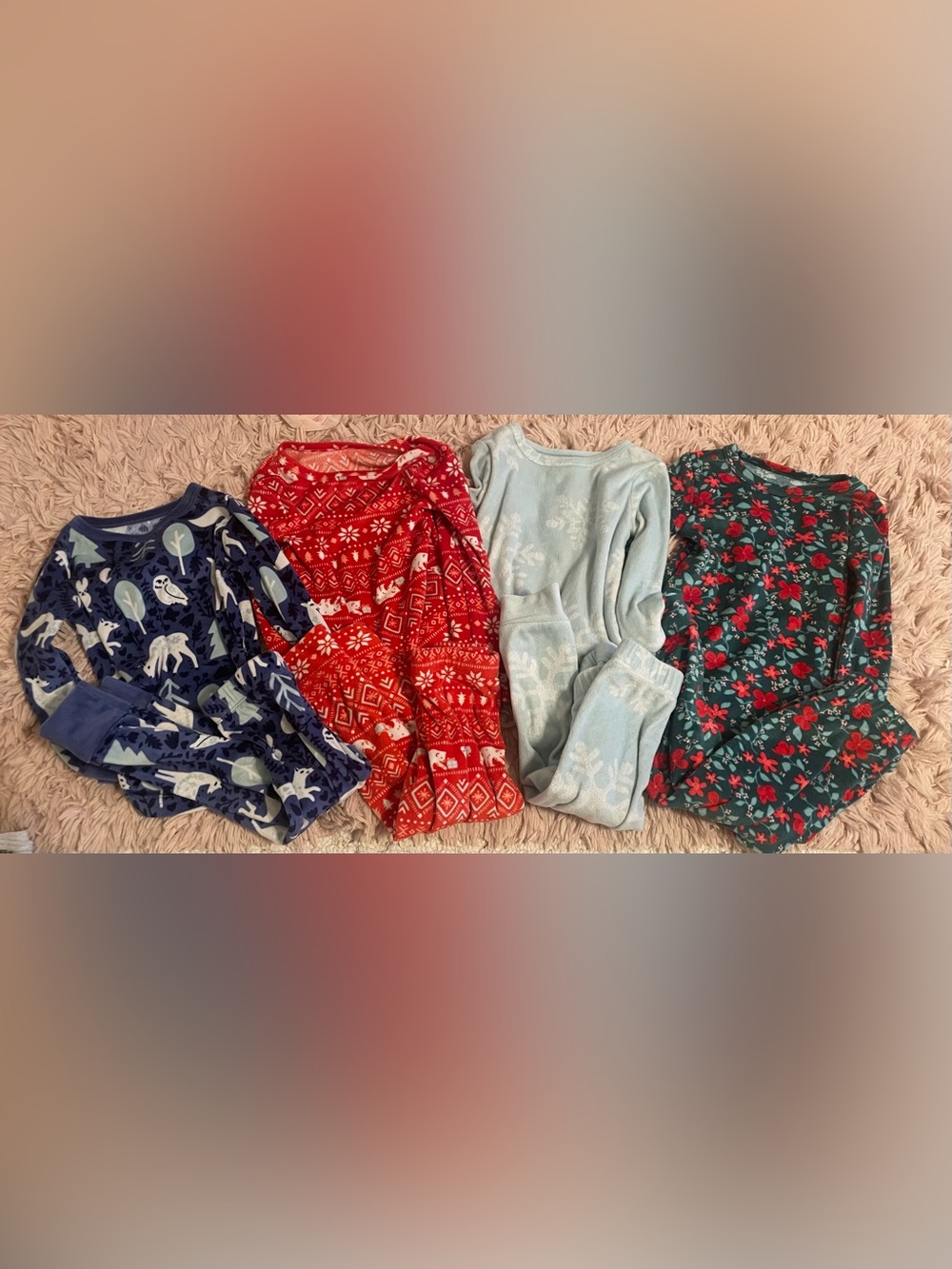 Toddler girl Set of 4 Cat & Jack 2T Fleece Winter Holiday Pajamas